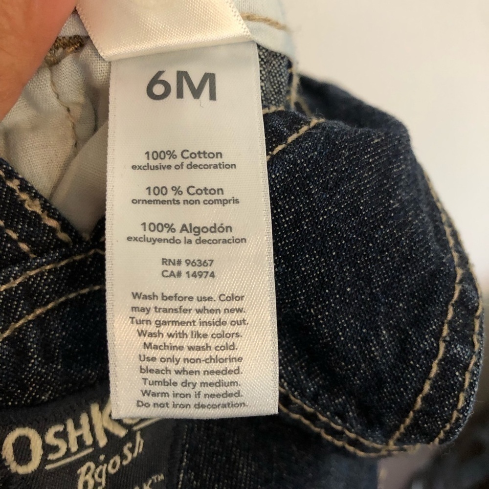 Oshkosh Bgosh Baby Blue Denim Overalls 6M - Picture 9 of 9